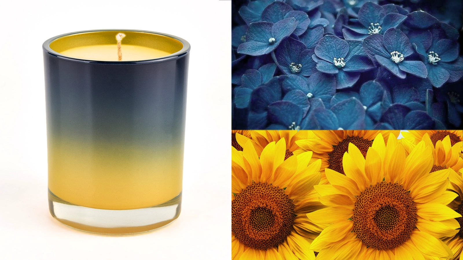 Yellow gradient black color decoration 10oz glass candle vessels