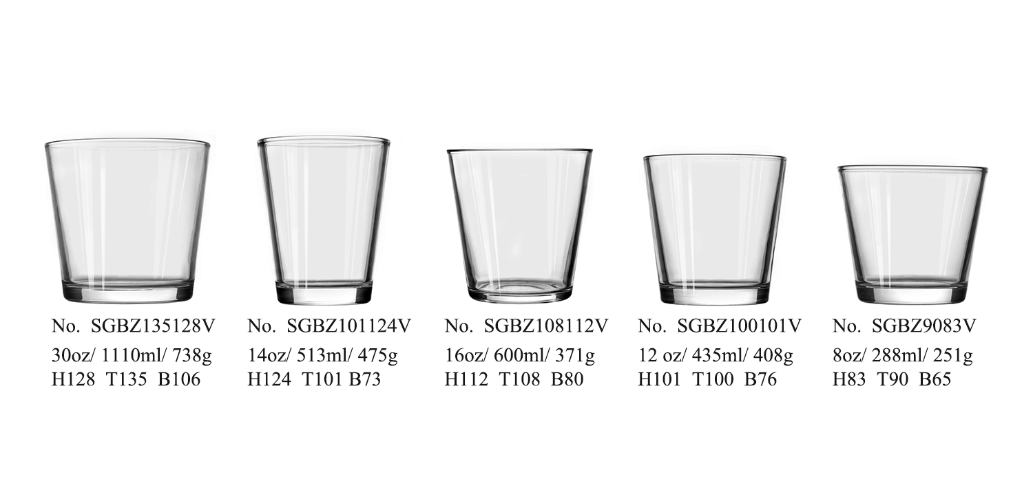 Factory direct sales round bottom V-shaped glass candle jar
