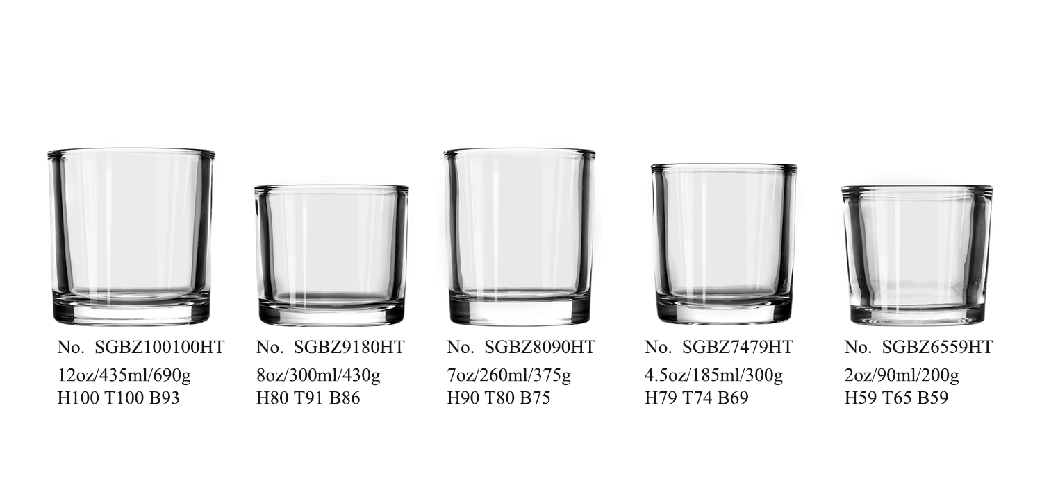 High quality transparent empty glass candle jar with thick wall and thick bottom High quality transparent empty glass candle jar with thick wall and thick bottom