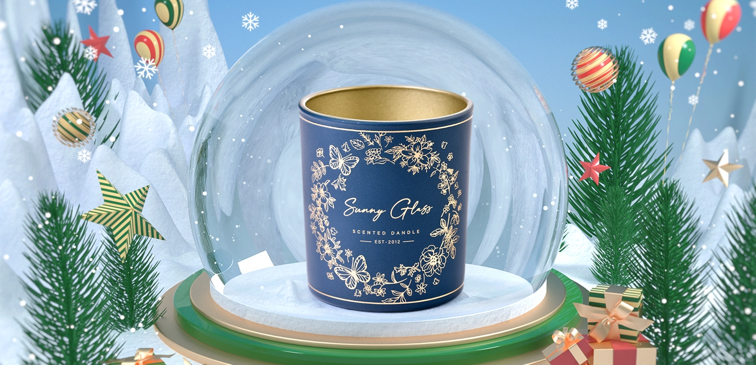 Wholesale empty dark blue applique glass candle jar Wholesale empty dark blue applique glass candle jar