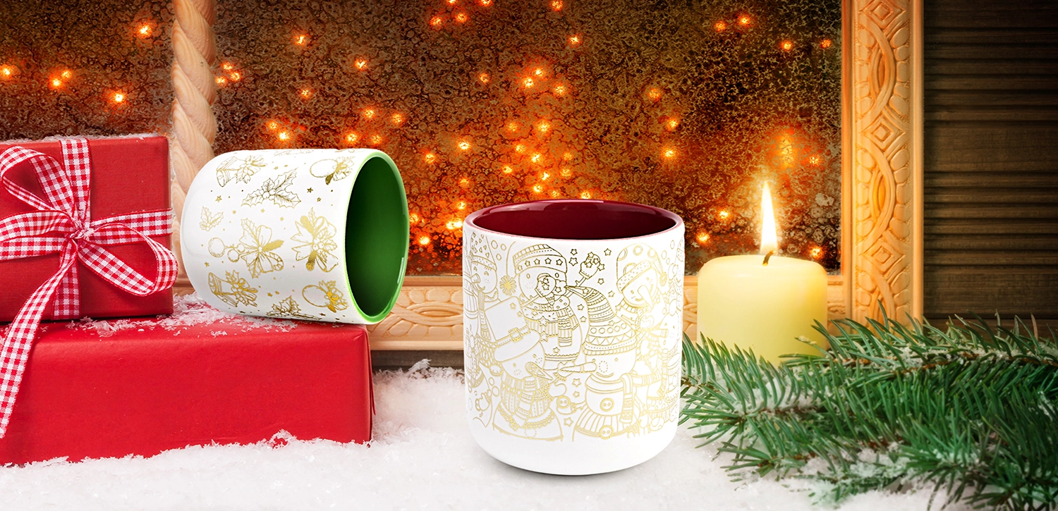 Unique christmas applique printing luxury empty ceramic candle jars