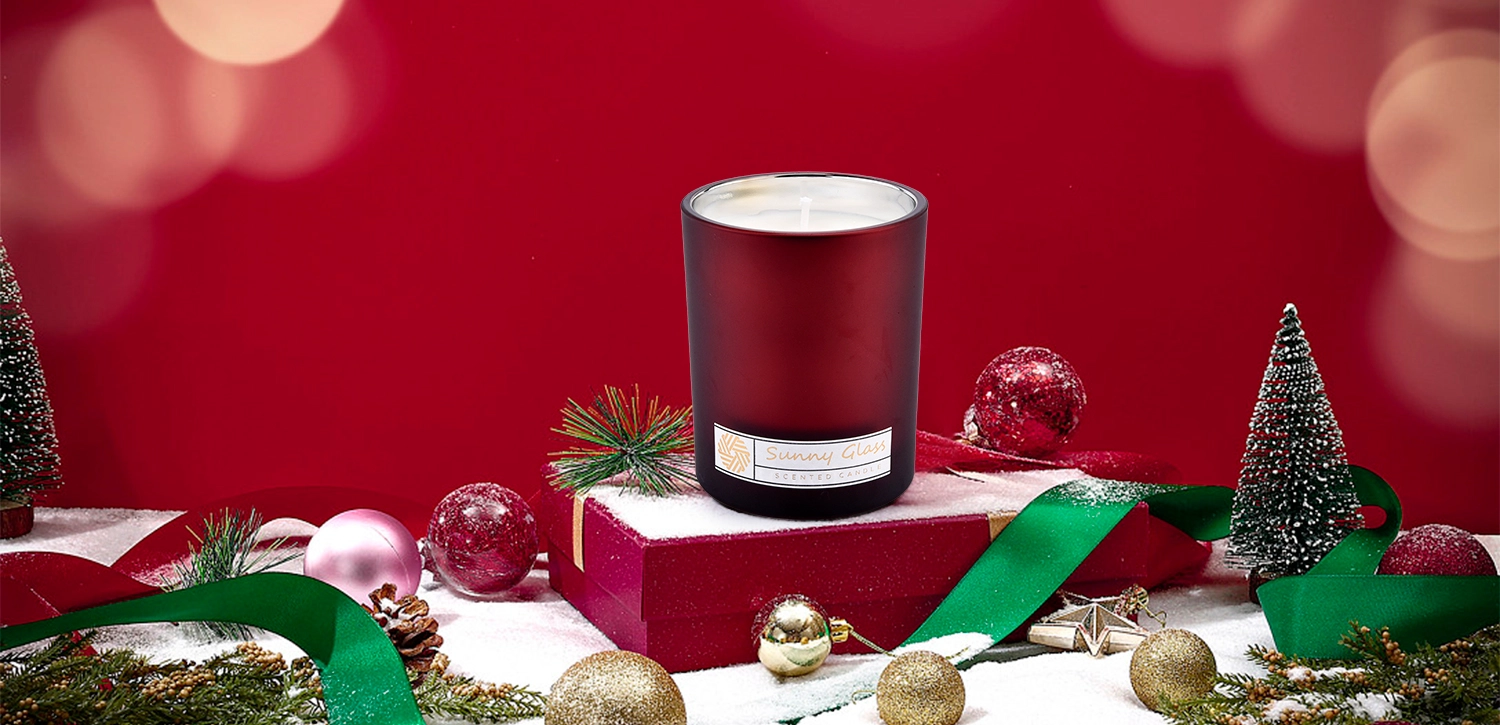 10oz frosted red glass candle vessels for scented candles