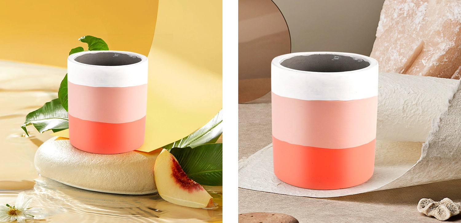 Custom matte concrete candle jar container multi-colored luxury ceramic candle holder decoration Custom matte concrete candle jar container multi-colored luxury ceramic candle holder decoration