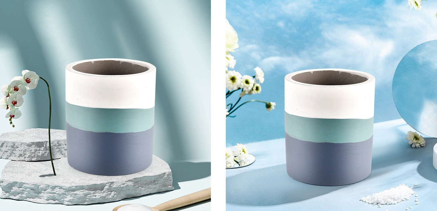 Factory direct sales multi-colored concrete jar candle luxury empty cement ceramic candle jar