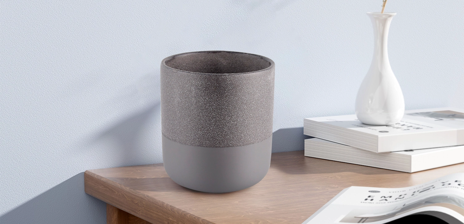 Wholesale custom frost gray luxury ceramic candle jar for candle making