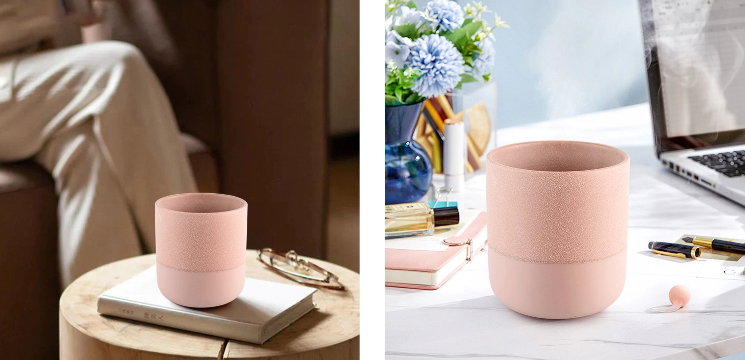 Customized scented candle vessels pink ceramic candle jar