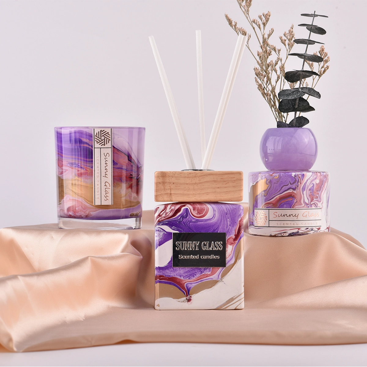 Wholesale high quality marbled purple glass diffuser bottle suppliers