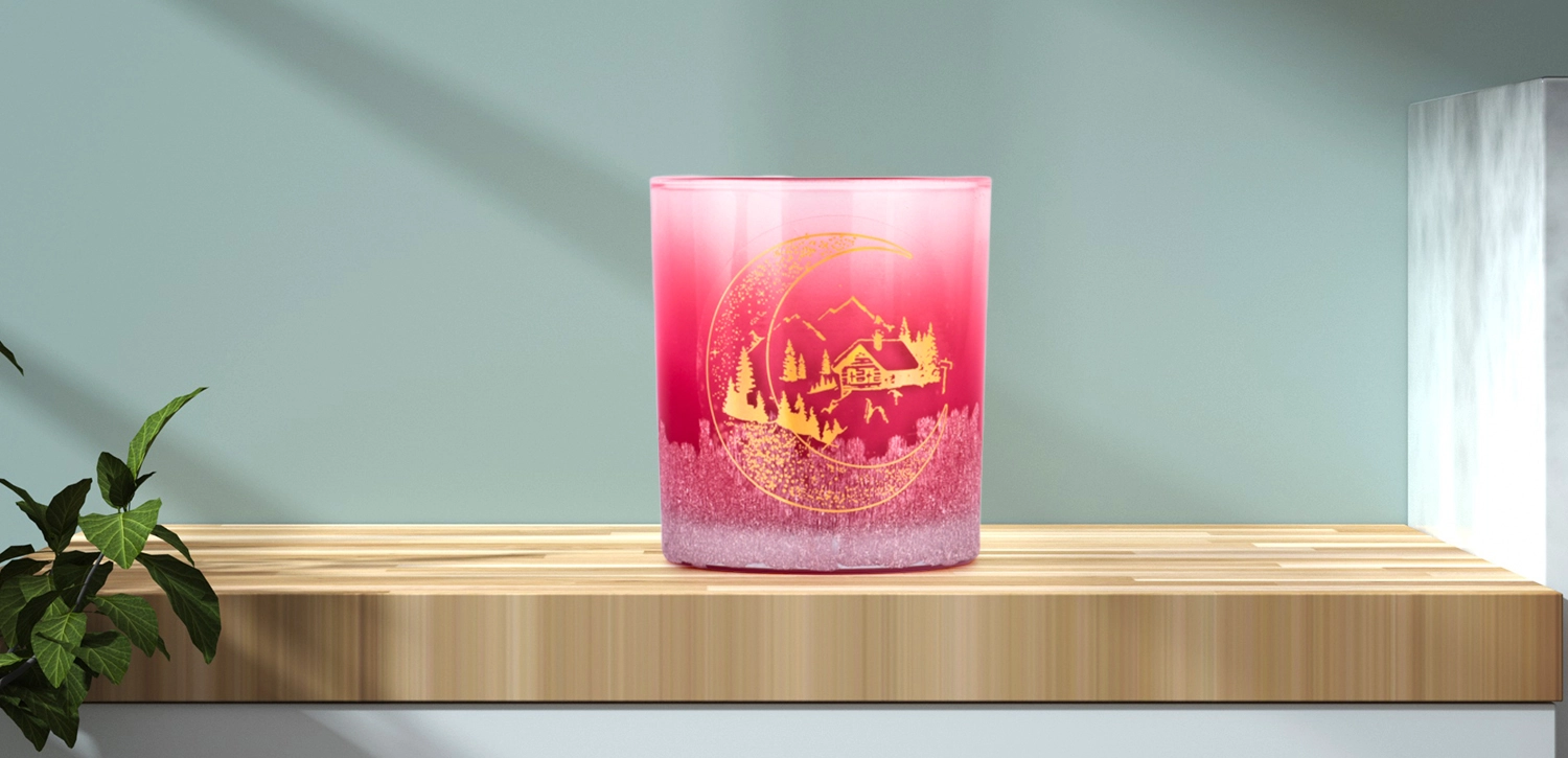 Wholesale suppliers christmas hand applique gradient red glass candle jars Wholesale suppliers christmas hand applique gradient red glass candle jars