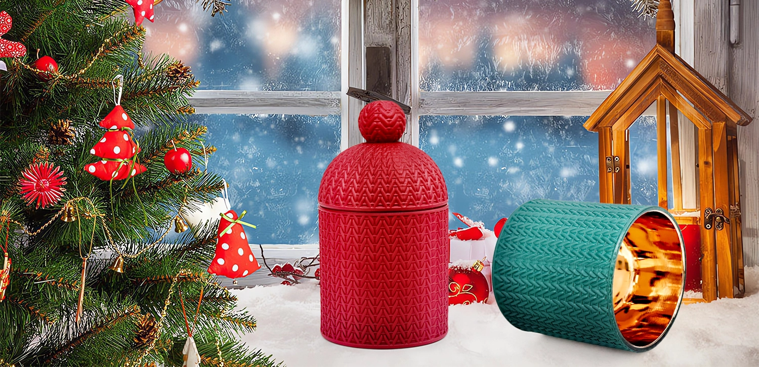 Wholesale Christmas exclusive glass candle jar with lid