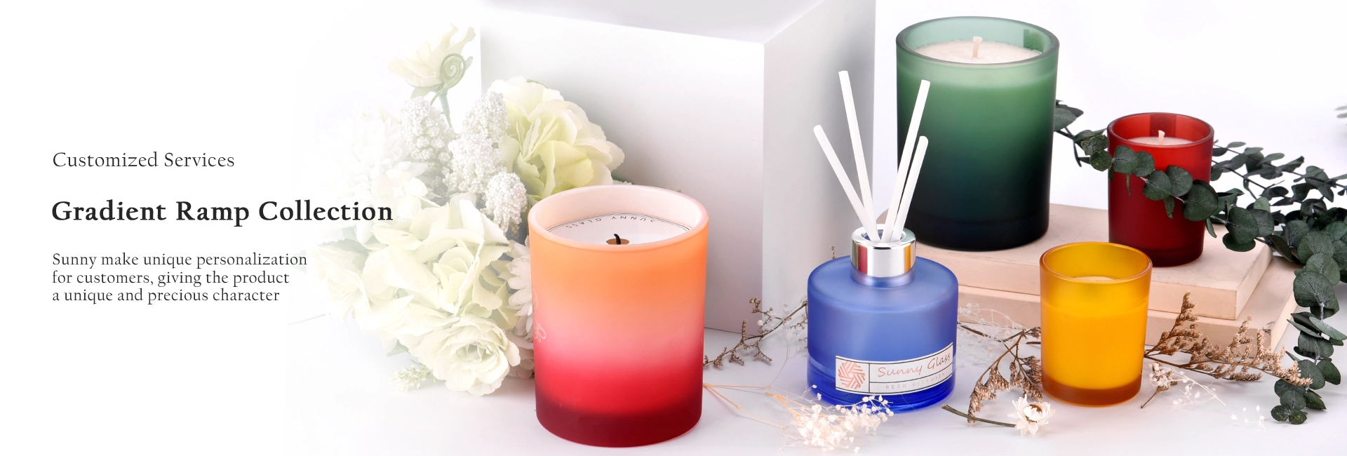 Gradient ramp candle jars and diffuser bottles