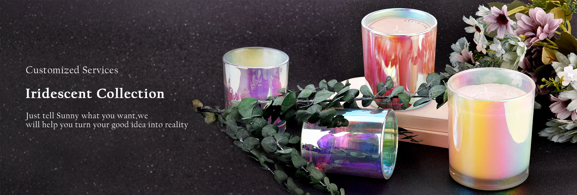 Iridescent glass candle jars