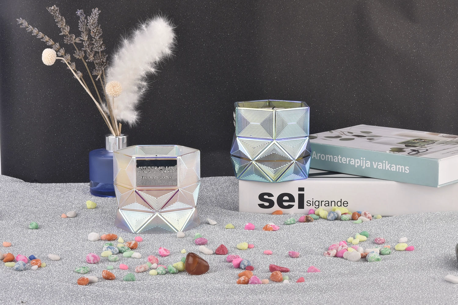 iridescent glass candle jars wholesale