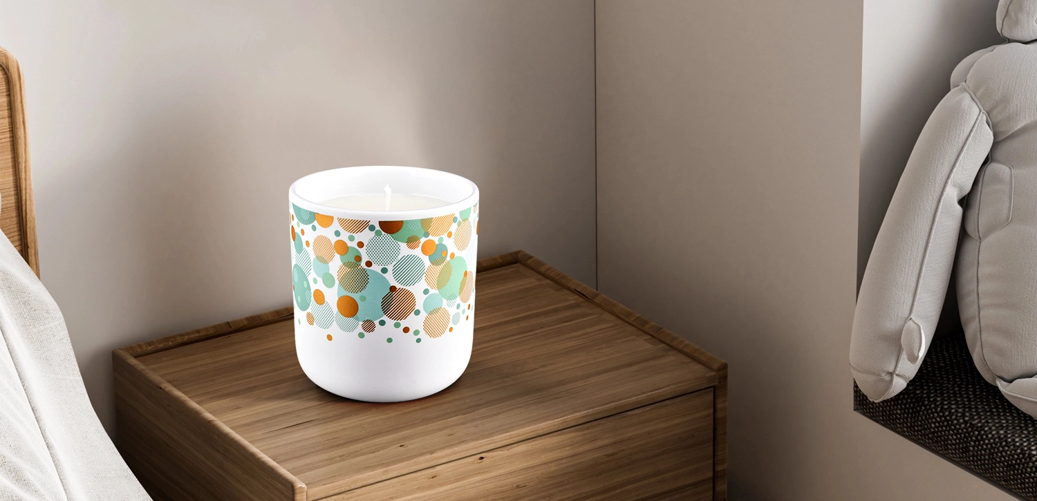 Wholesale multicolor polka dot geometric pattern ceramic candle jars Wholesale multicolor polka dot geometric pattern ceramic candle jars