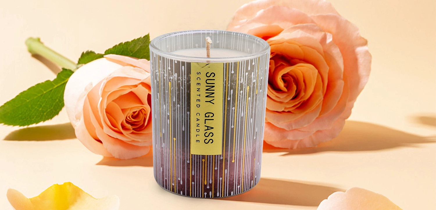 Wholesale custom vertical stripe red and yellow glass candle jar
