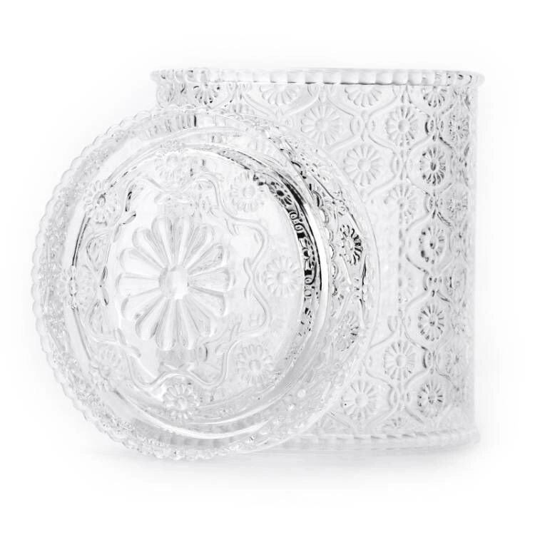 Custom logo 741ml glass candle holder with lid for home decor