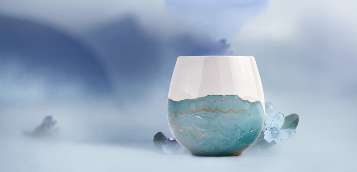Wholesale water blue patterns ceramic candle jars for candle making Wholesale water blue patterns ceramic candle jars for candle making
