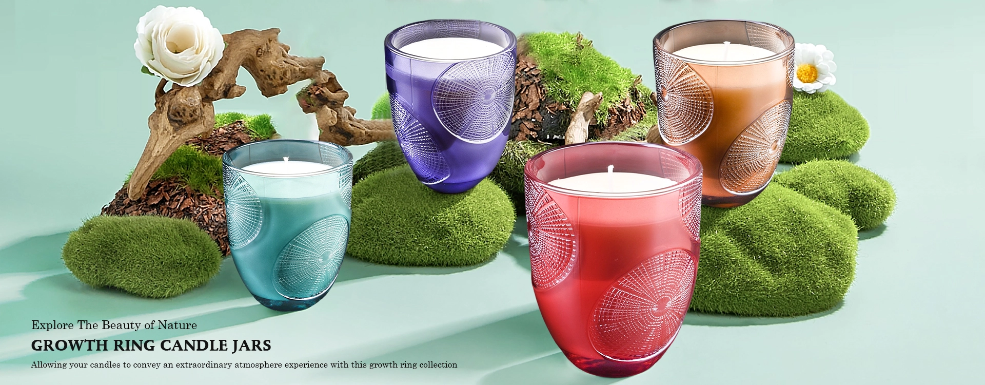 Growth Ring Glass Candle Vessels