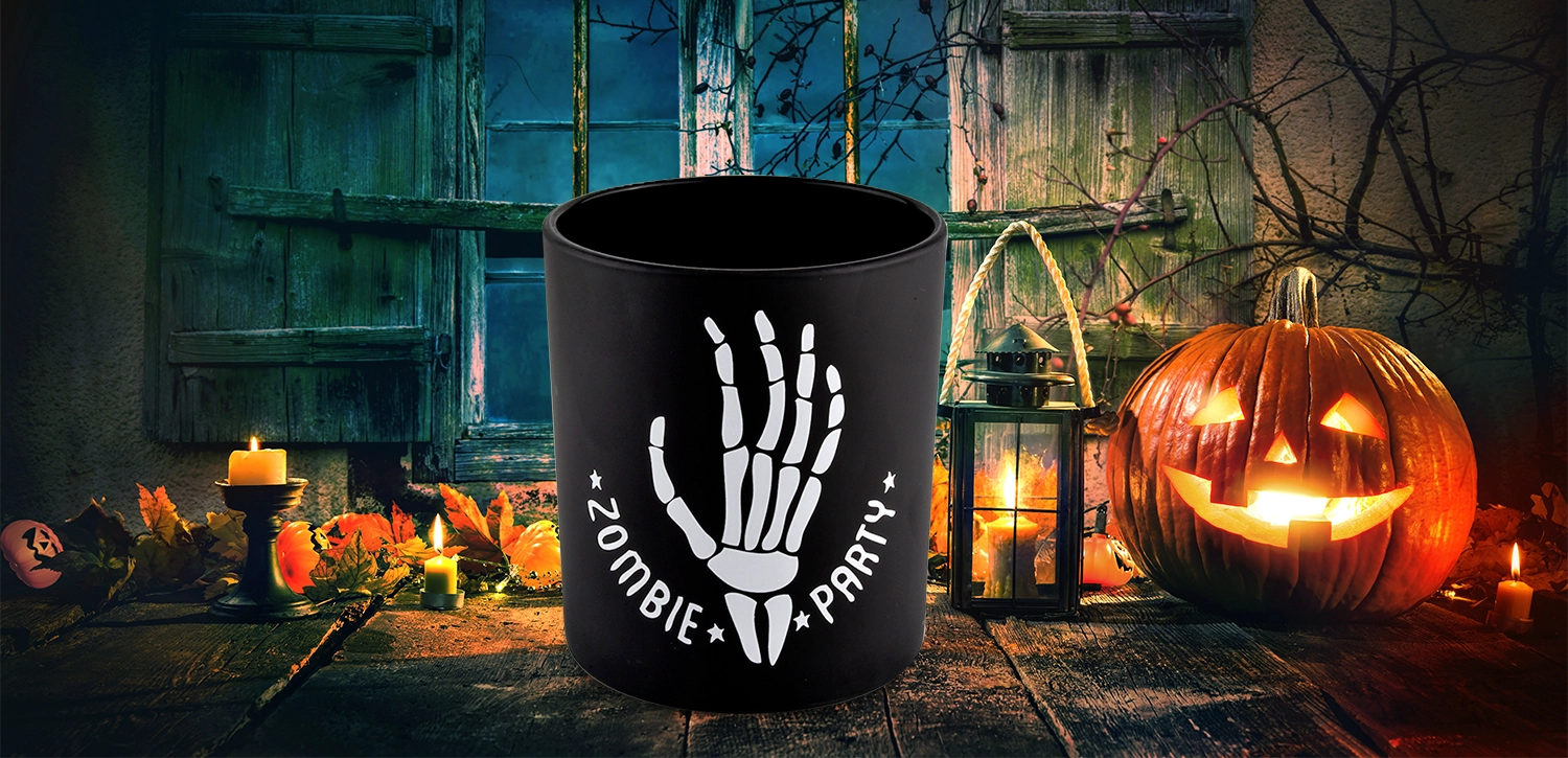 Wholesale black Halloween creative graffiti glass candle jars Wholesale black Halloween creative graffiti glass candle jars