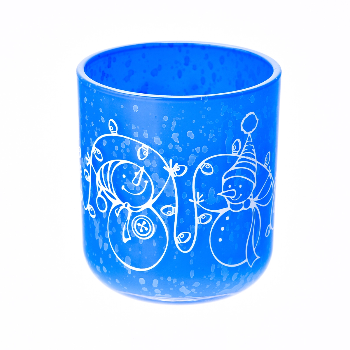 Luxury custom Christmas pattern yellow glass candle jars with lid
