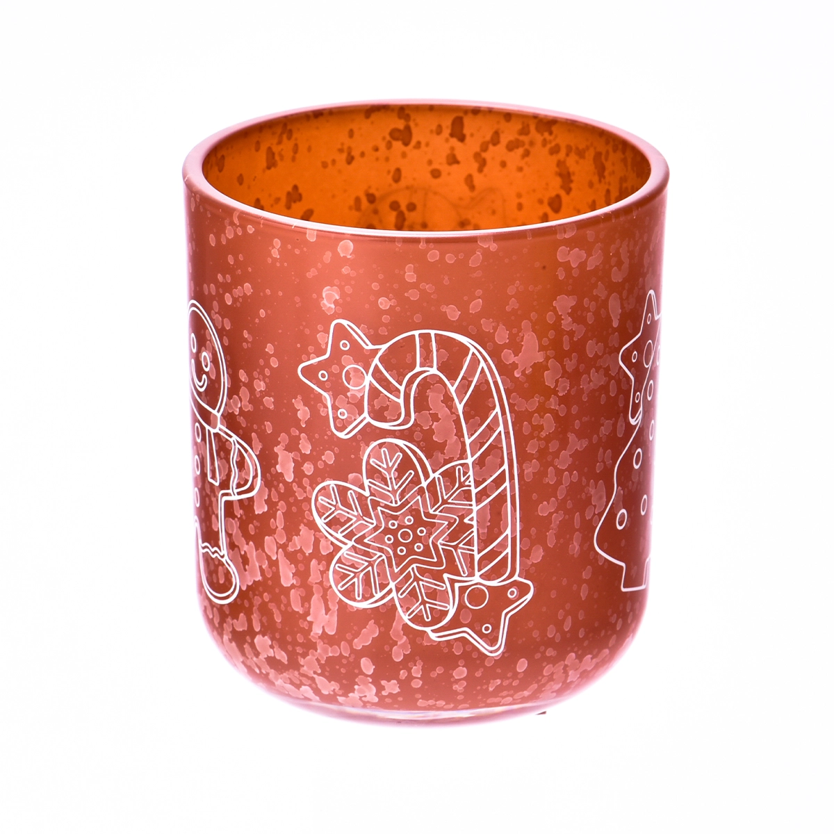 Luxury custom Christmas pattern yellow glass candle jars with lid