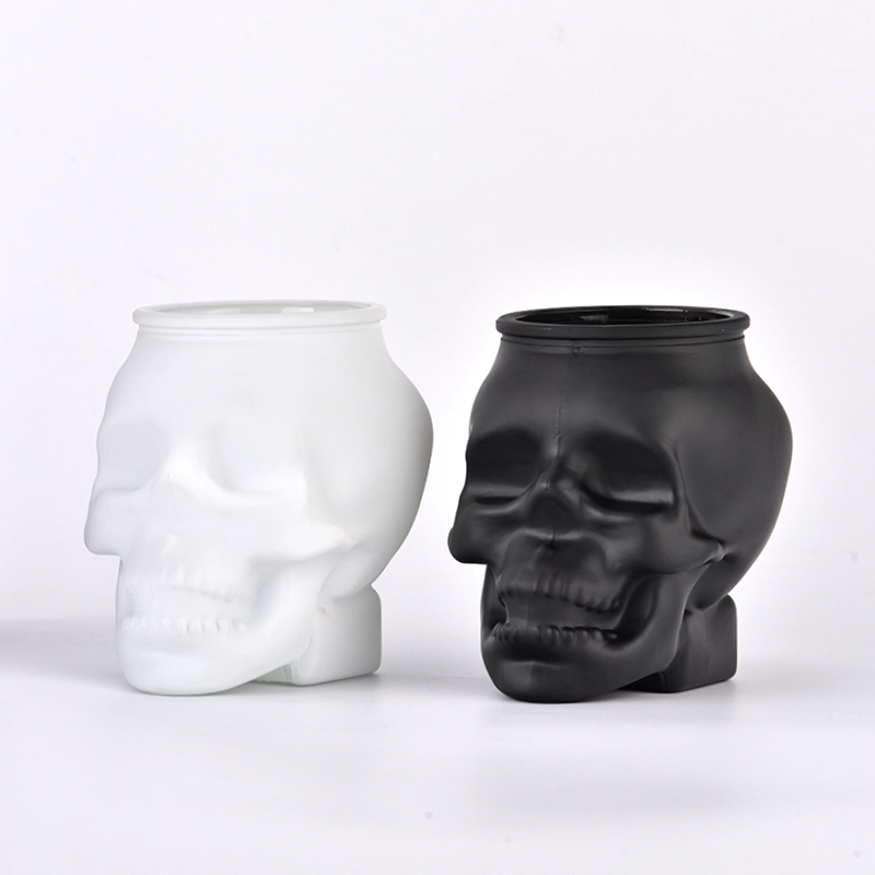 Custom black skull glass candle jar Halloween decorations