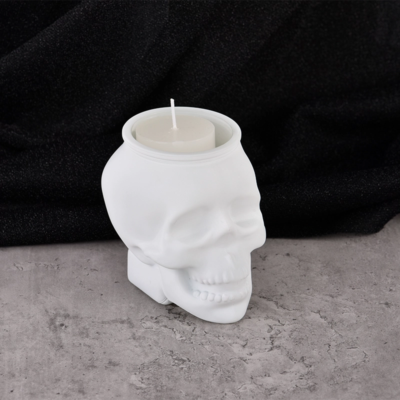 Wholesale Halloween white skull glass candle jars for holiday decorations Wholesale Halloween white skull glass candle jars for holiday decorations