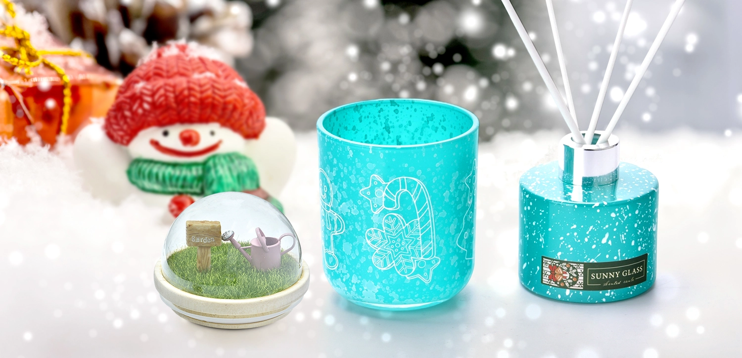 Luxury Private Label Turquoise Christmas Glass Diffuser Bottles Home Decor