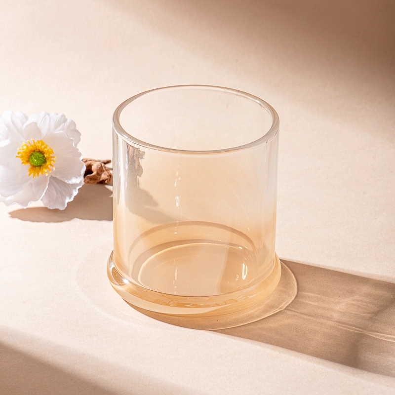 530 ml de vela de vidrio de vidrio de gradiente amarillo al por mayor