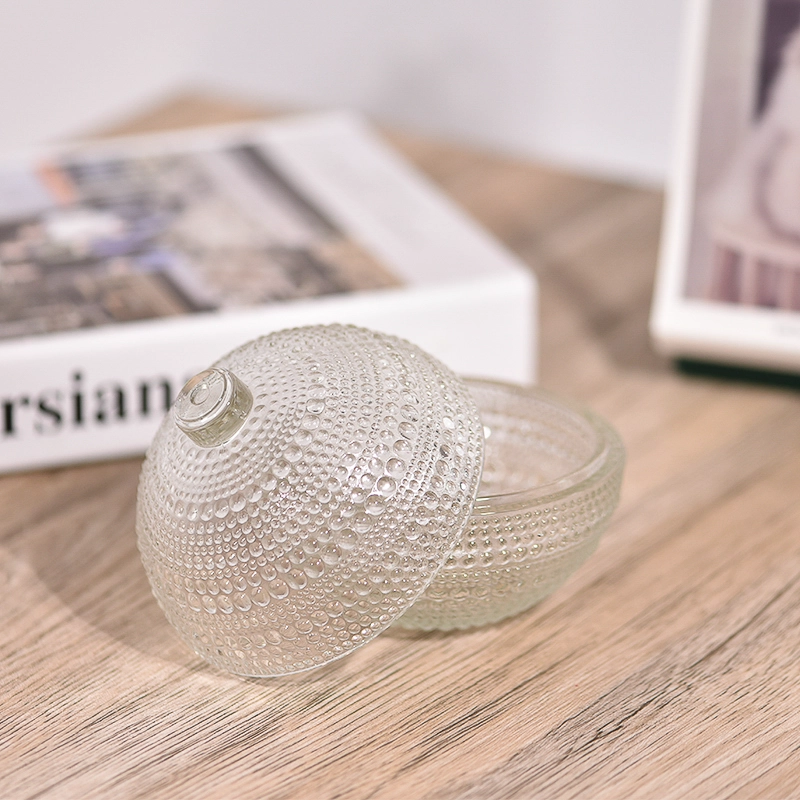 Wholesale glass bowls candy jars glass candle jars with lids home decoration
