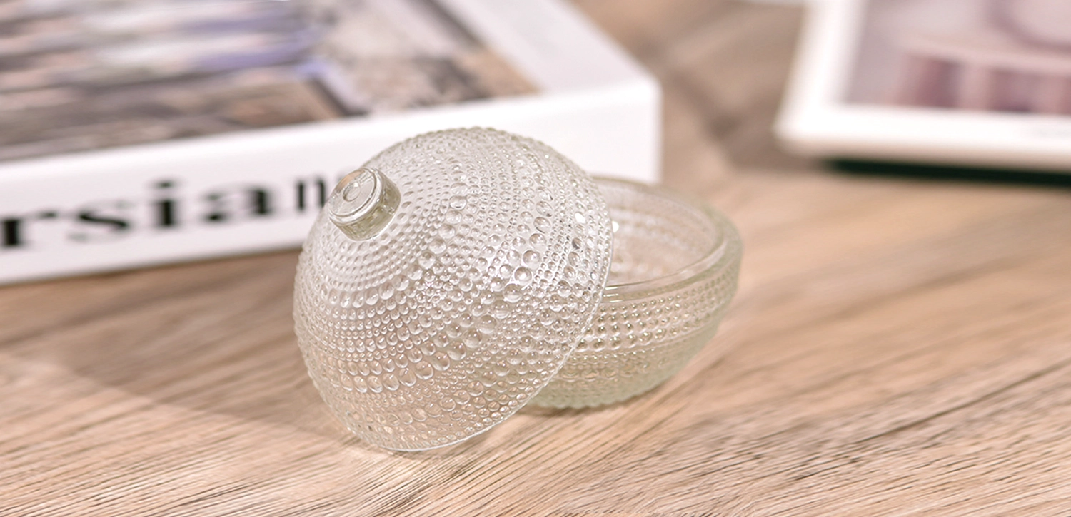 Wholesale glass bowls candy jars glass candle jars with lids home decoration