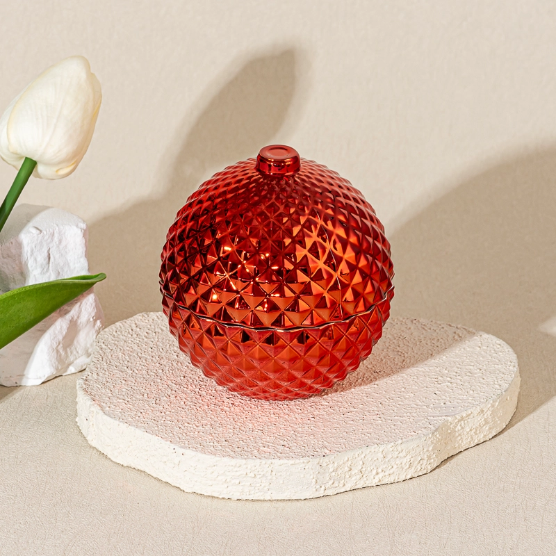 Wholesale Christmas Limited Edition Spherical Glass Candle Jar with Lid