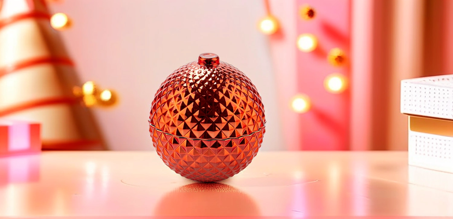 Wholesale Christmas Limited Edition Spherical Glass Candle Jar with Lid