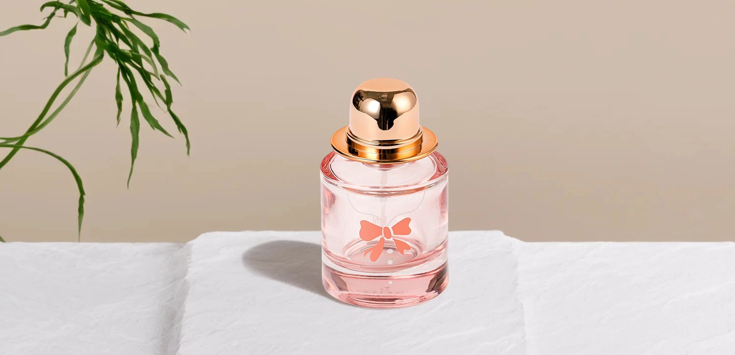 Wholesale hat bow glass perfume bottles with perfume compartments