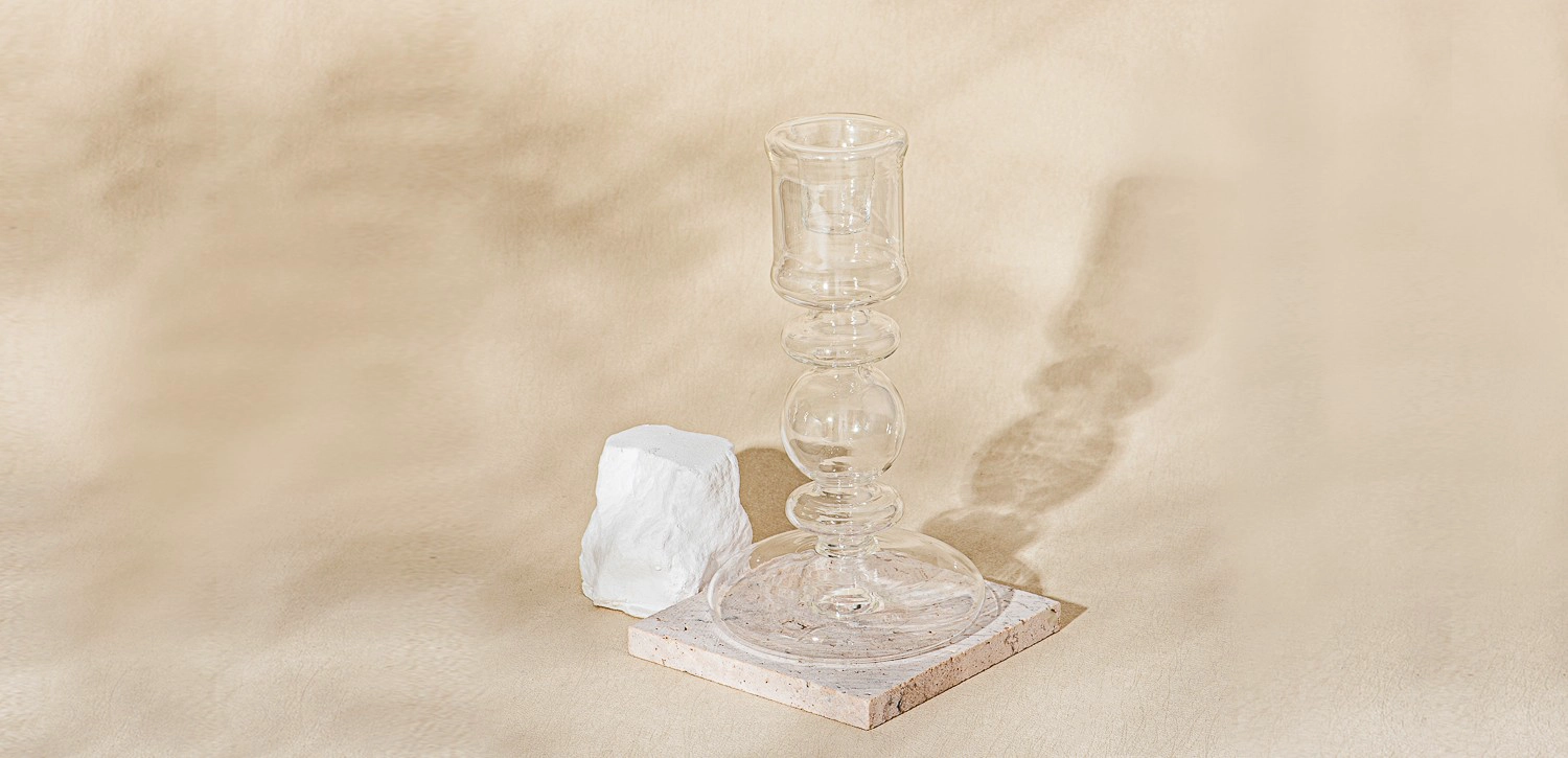 Newly designed transparent glass candlestick long pole shape candle holder decoration Newly designed transparent glass candlestick long pole shape candle holder decoration