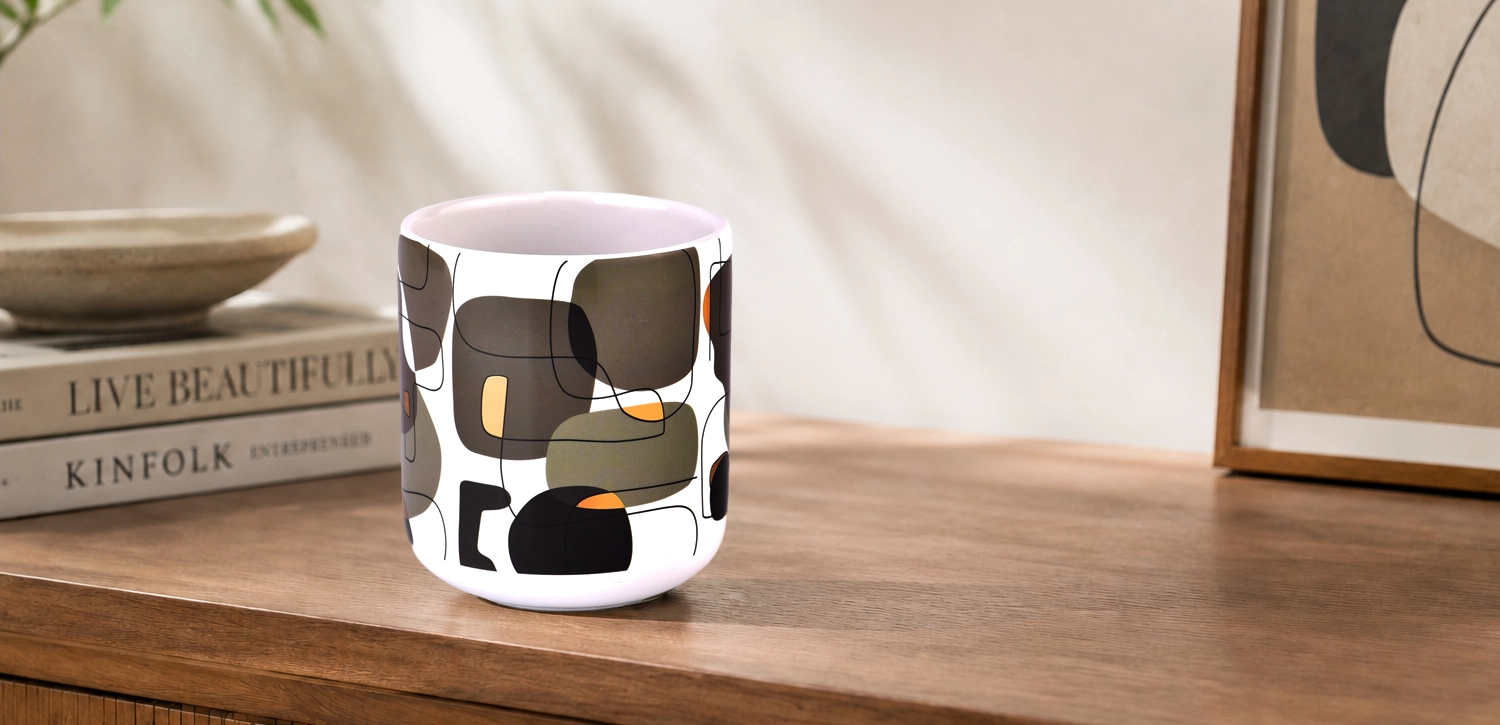 Custom Abstract Art Ceramic Candle Jar Container Manufacturer