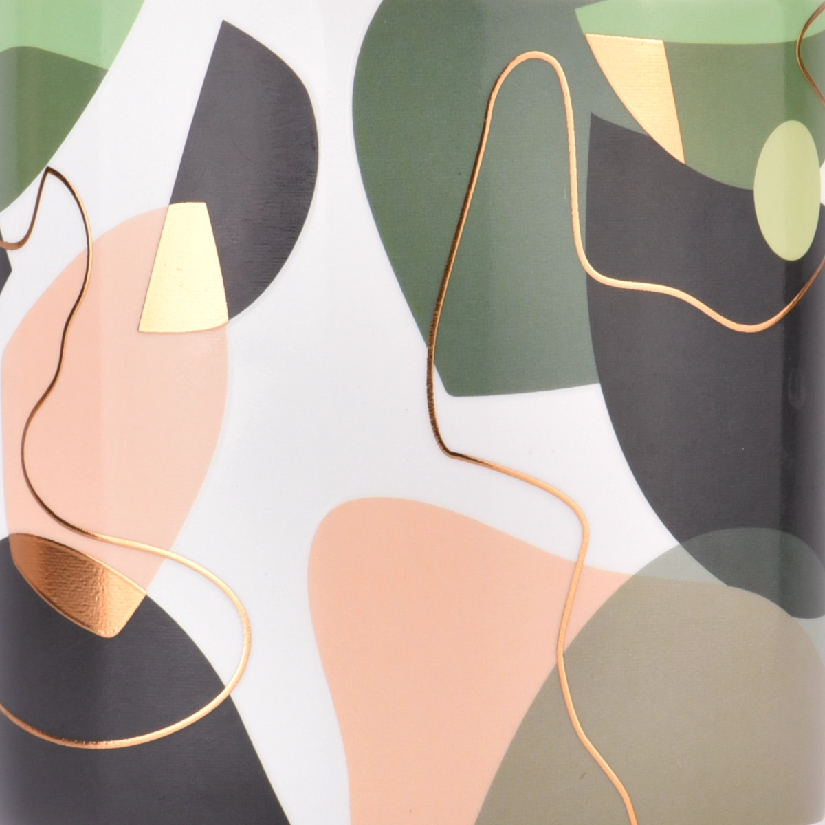 Custom Abstract Art Ceramic Candle Jar with Gold Line Design