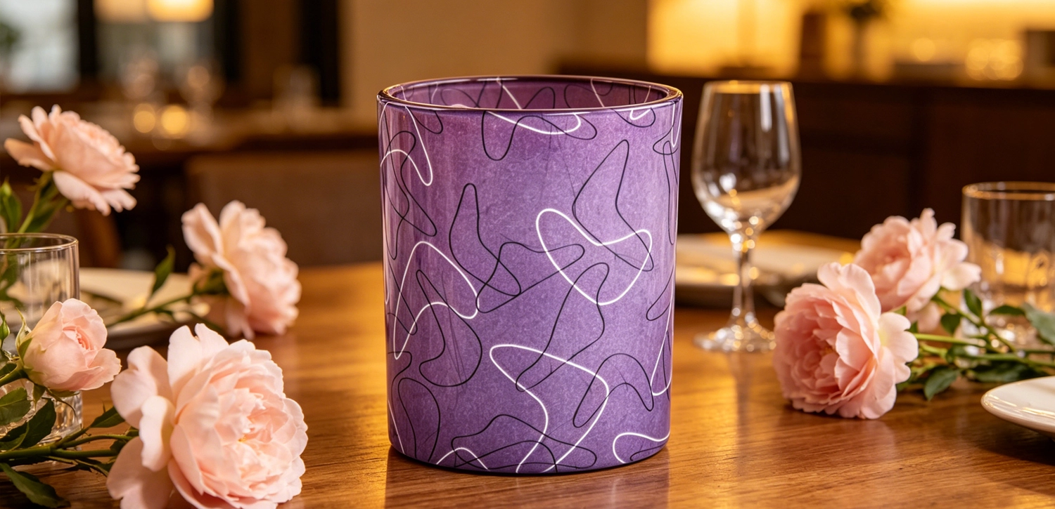 Wholesale Purple Heart Embossed Glass Candle Jars