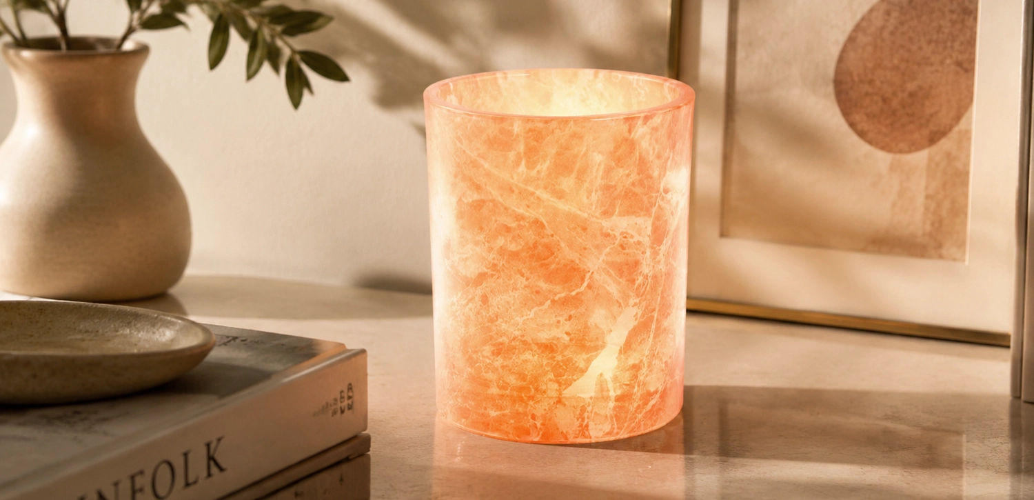Custom Orange Marble Effect Glass Candle Containers