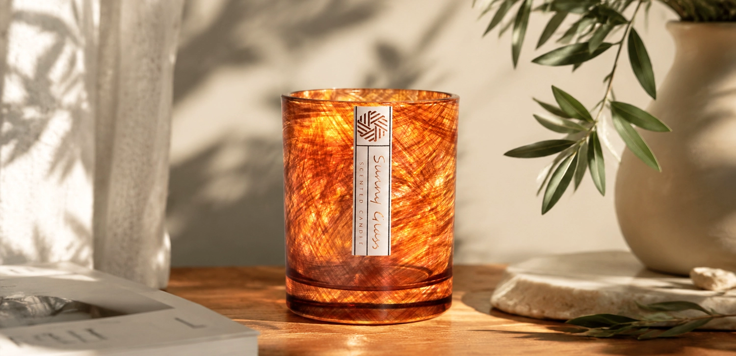 Luxury Amber Woven Glass Candle Vessels Wholesale