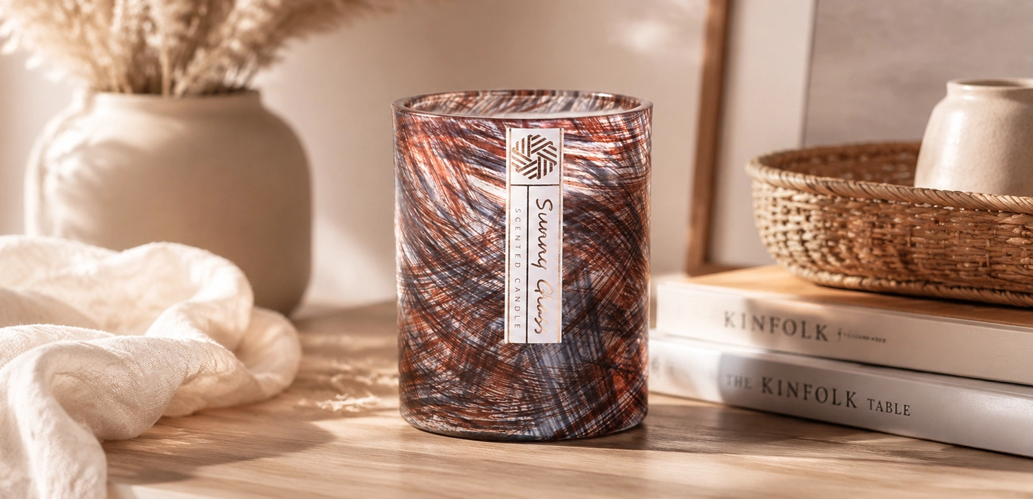 Luxury Copper Blue Textured Glass Candle Vessels Wholesale