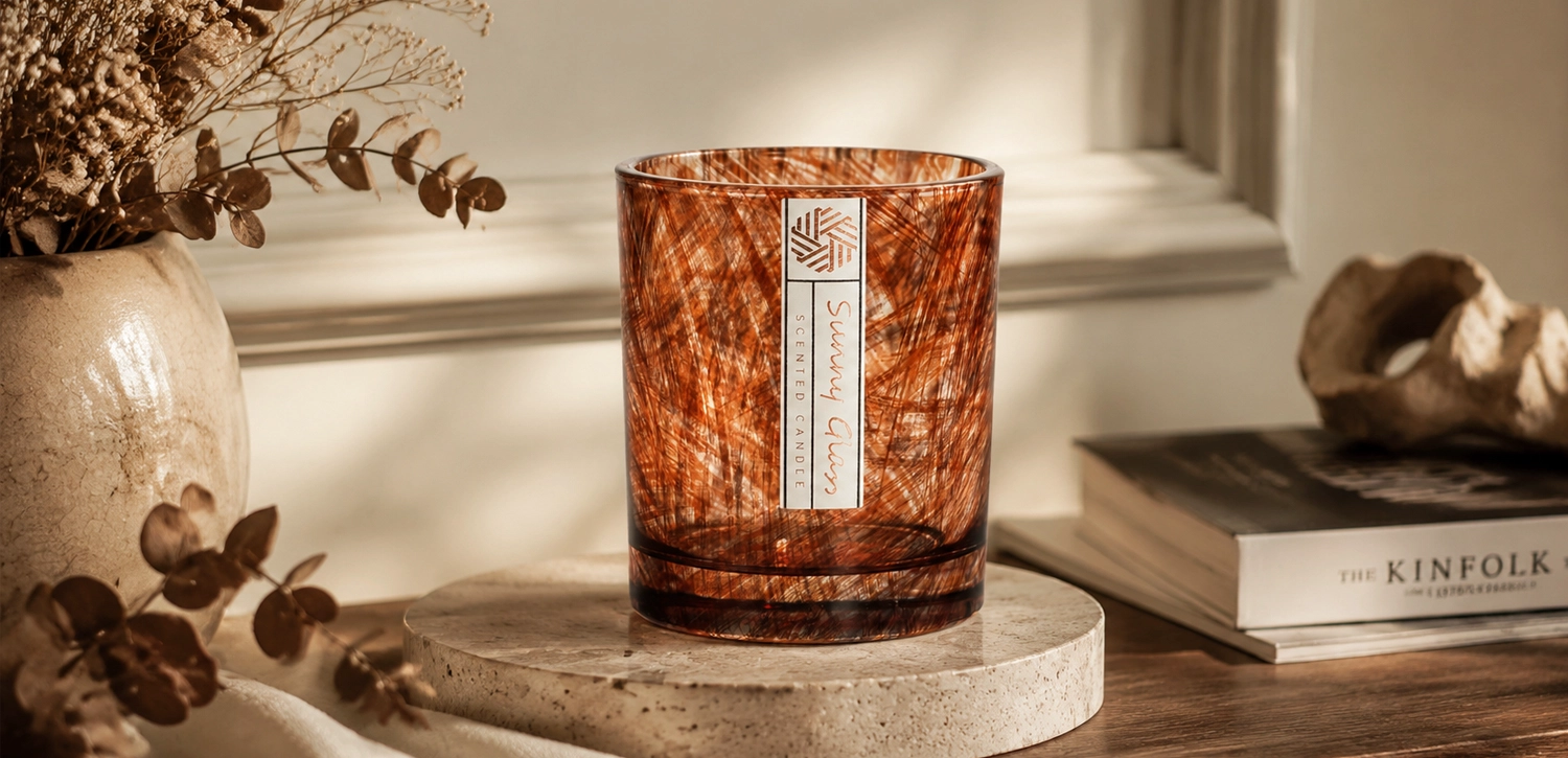 Wholesale Copper Marble Glass Candle Jars for Private Label Brands