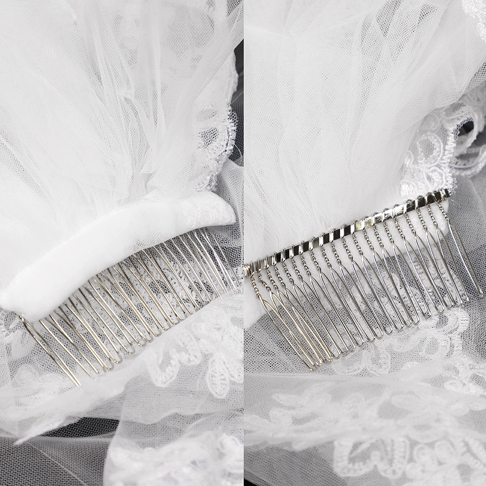 CYG Velo da sposa romantico all'ingrosso da 3 metri con motivo ricamato in organza con pettine