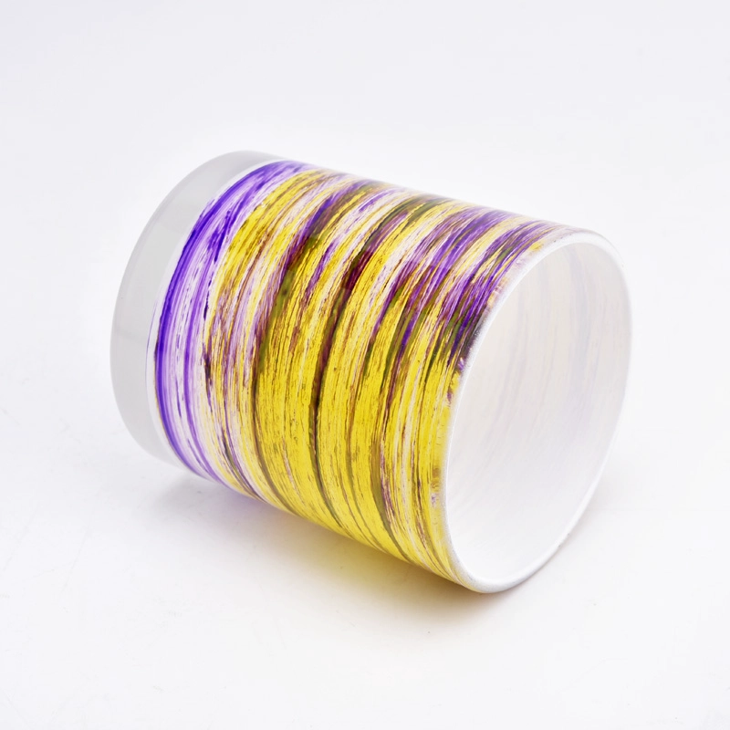 Wholesale 300ml glass candle jars with hand painting for 8-10oz candle filling