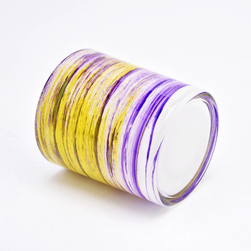 Wholesale 300ml glass candle jars with hand painting for 8-10oz candle filling
