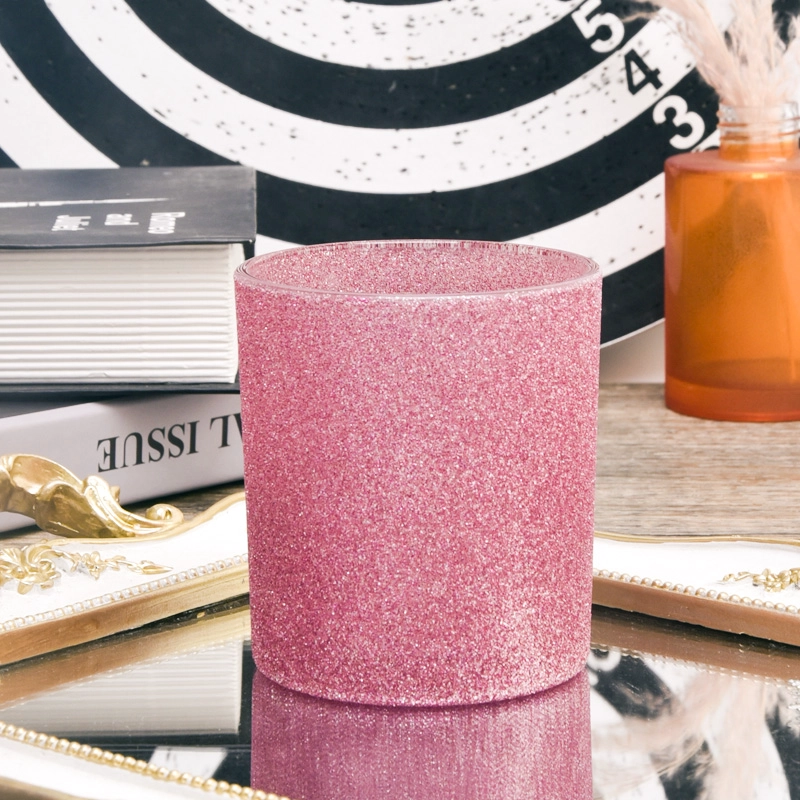 luxury pink glass vessel for candles 8 oz