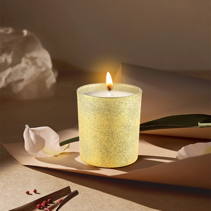 Wholesale Luxury yellow frosted empty glass candle jars Wholesale Luxury yellow frosted empty glass candle jars