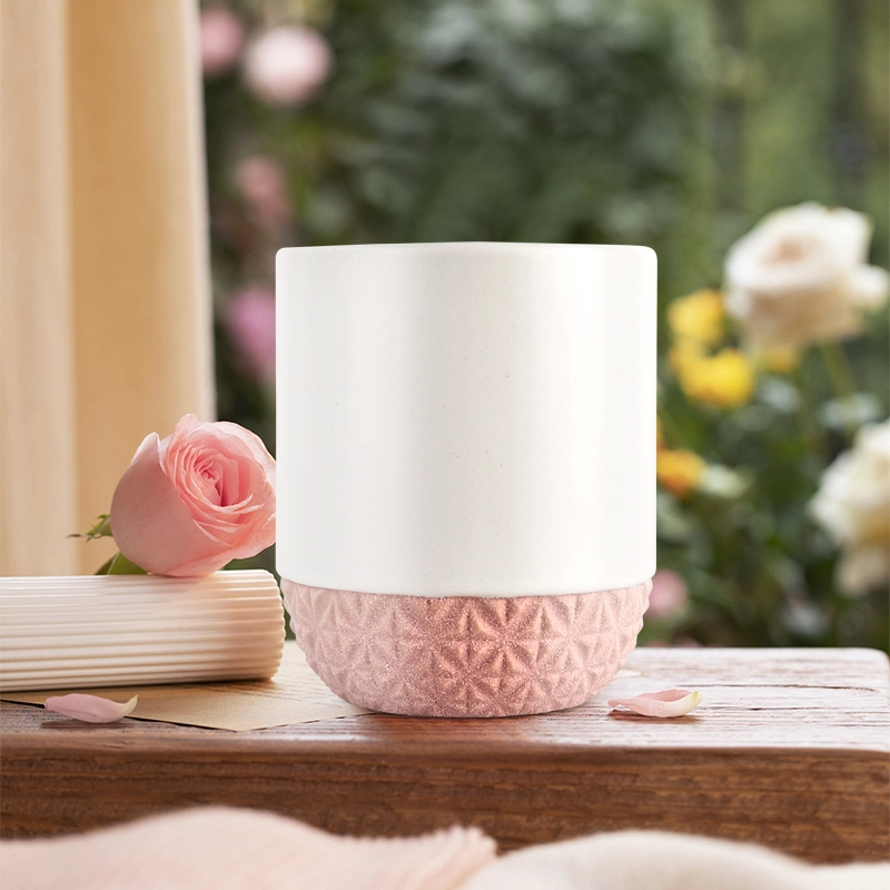 Custom pink bottom ceramic candle jars for home decor wedding Custom pink bottom ceramic candle jars for home decor wedding