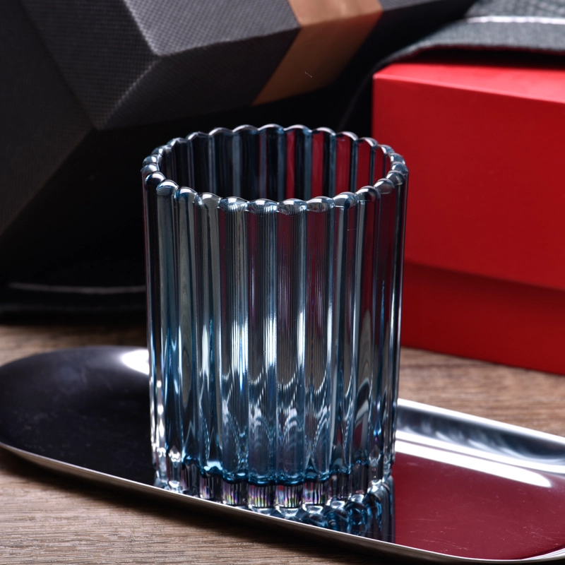 Fluted 8oz glass candle jars for home decor