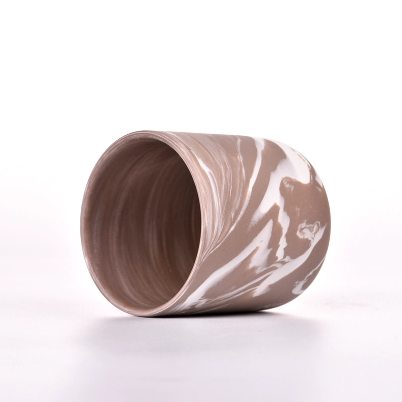 6.5oz marble finished ceramic candle jars for home decor