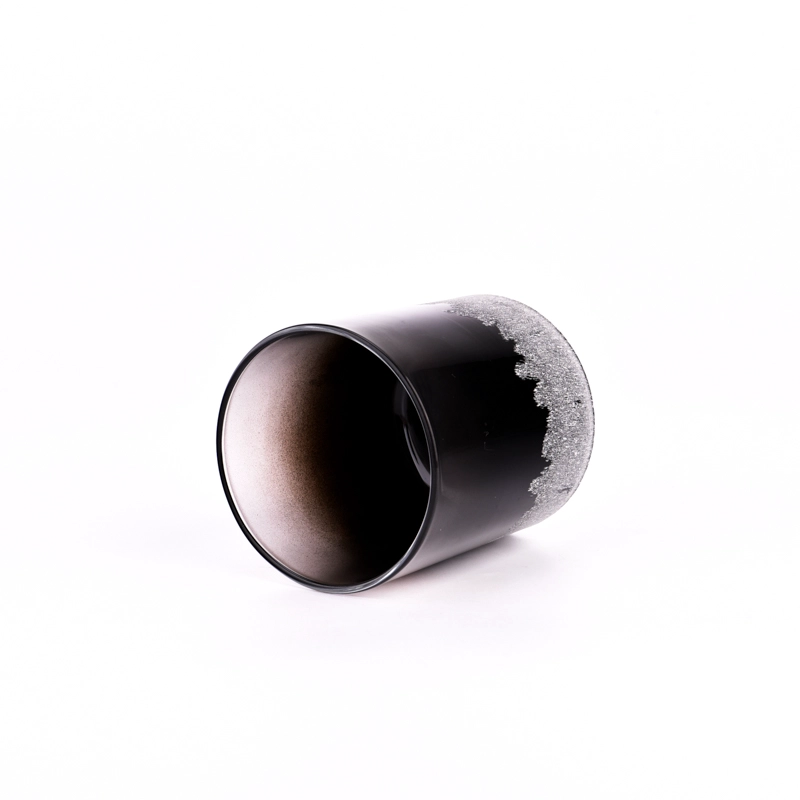 8oz frosted black glass candle jars with engraved designs